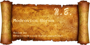 Modrovics Borsa névjegykártya